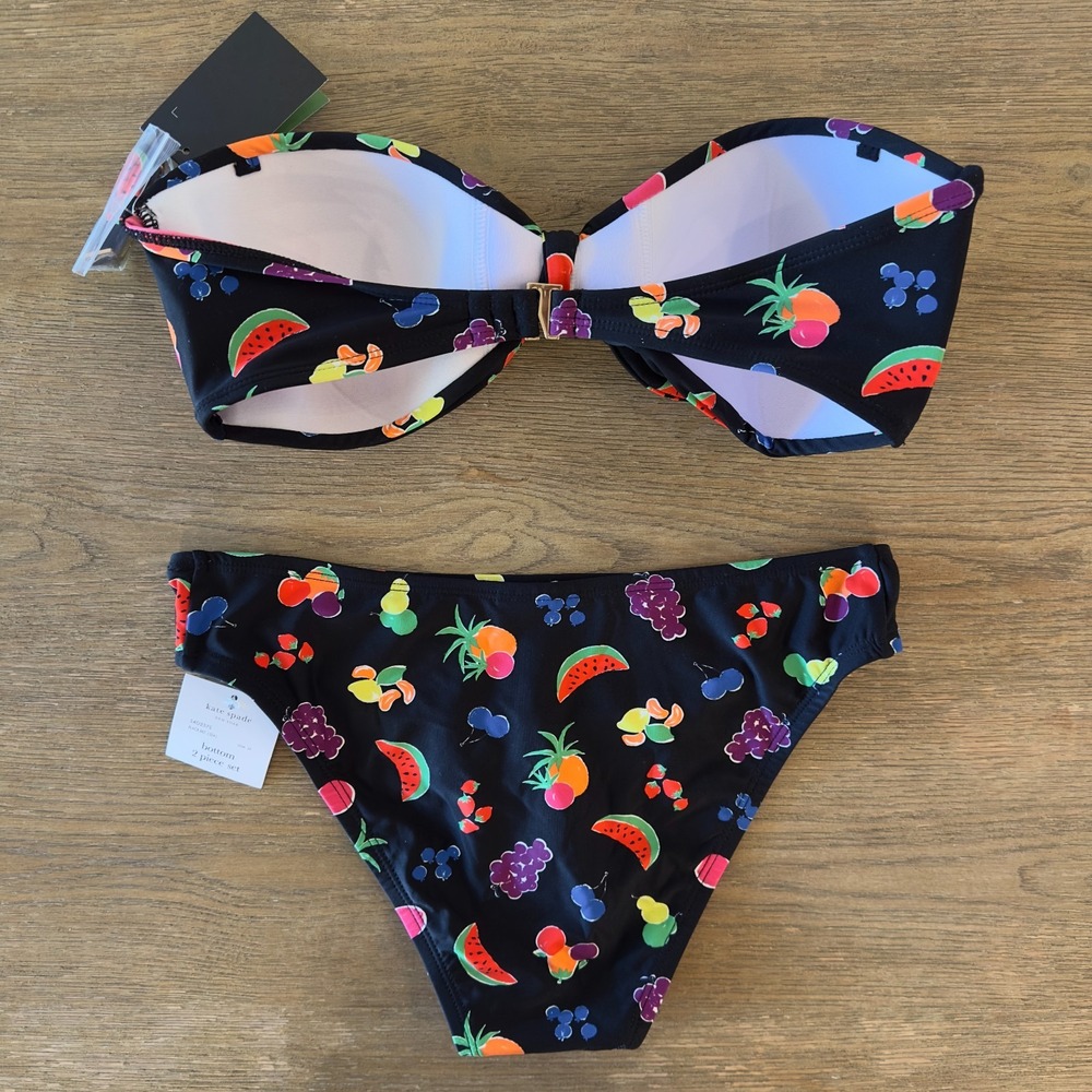 NEW kate spade New York Summer Fruit Bikini Set-Bandeau Tie Top & Brief-Size Med - Picture 11 of 16